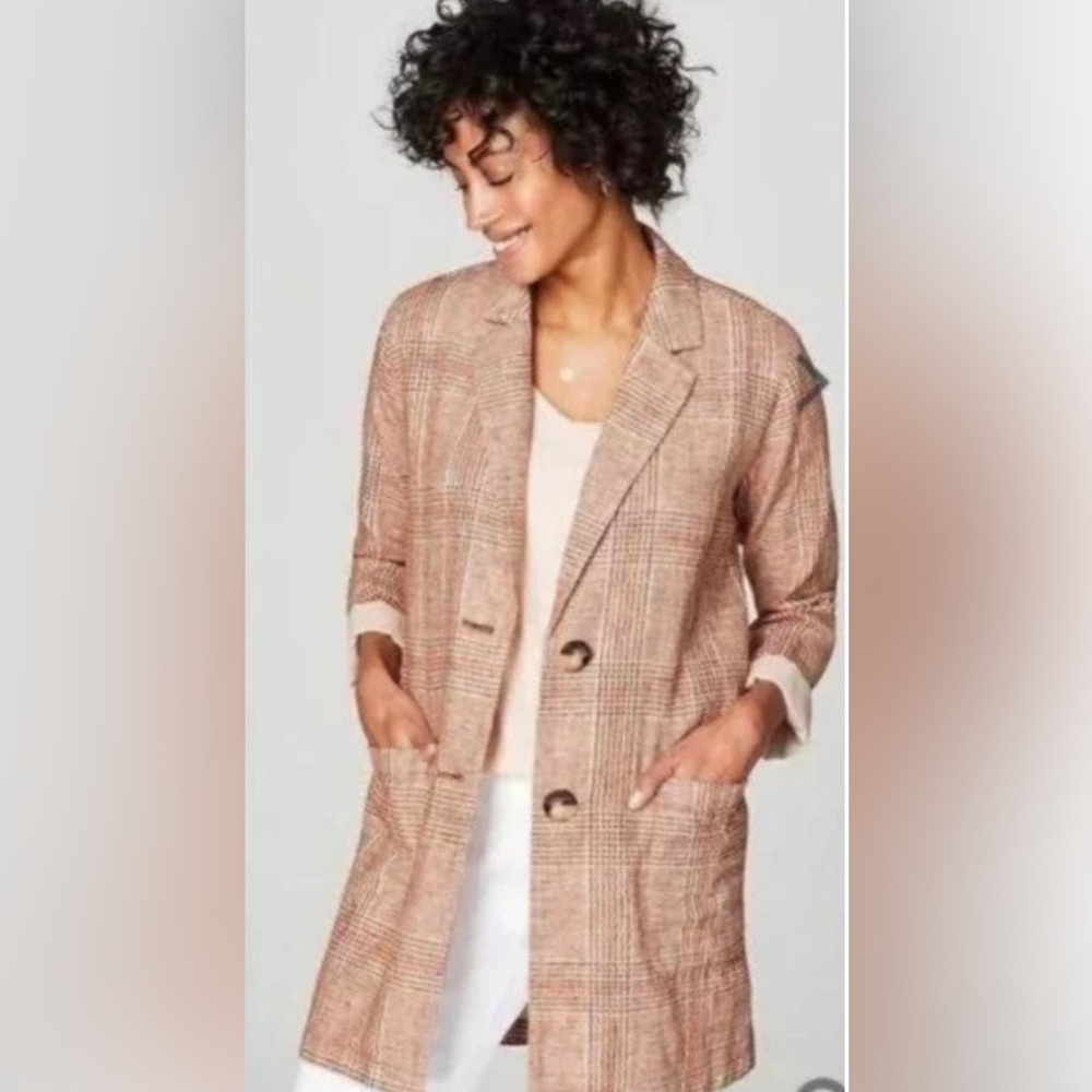 J. Jill Harper Relaxed Blazer linen blend size medium petite